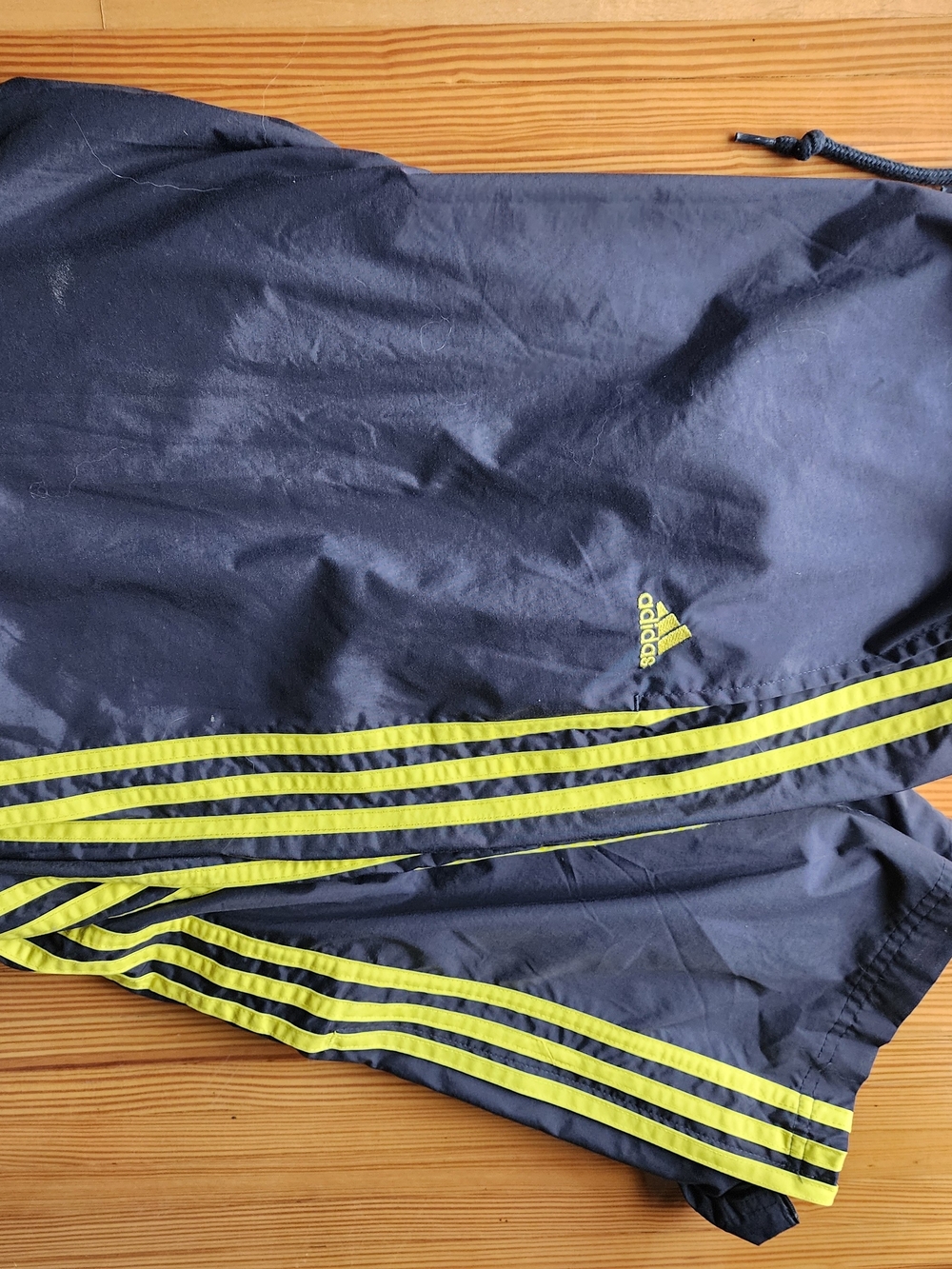 Women's Adidas L Charcoal Pants with Neon Yellow Stripes